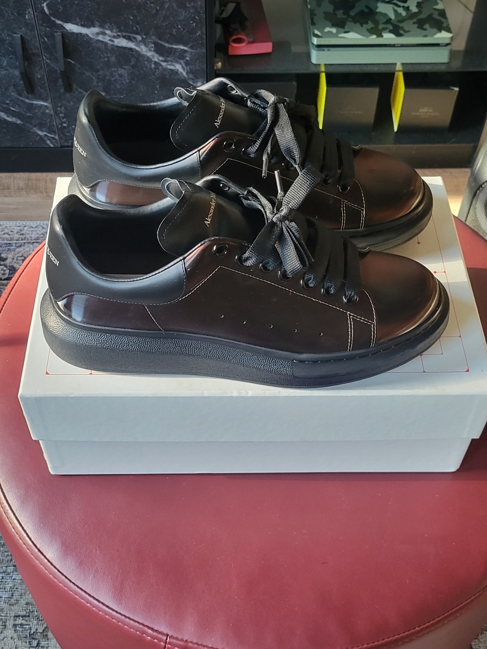 Alexander McQueen Black Leather Platform Sneakers